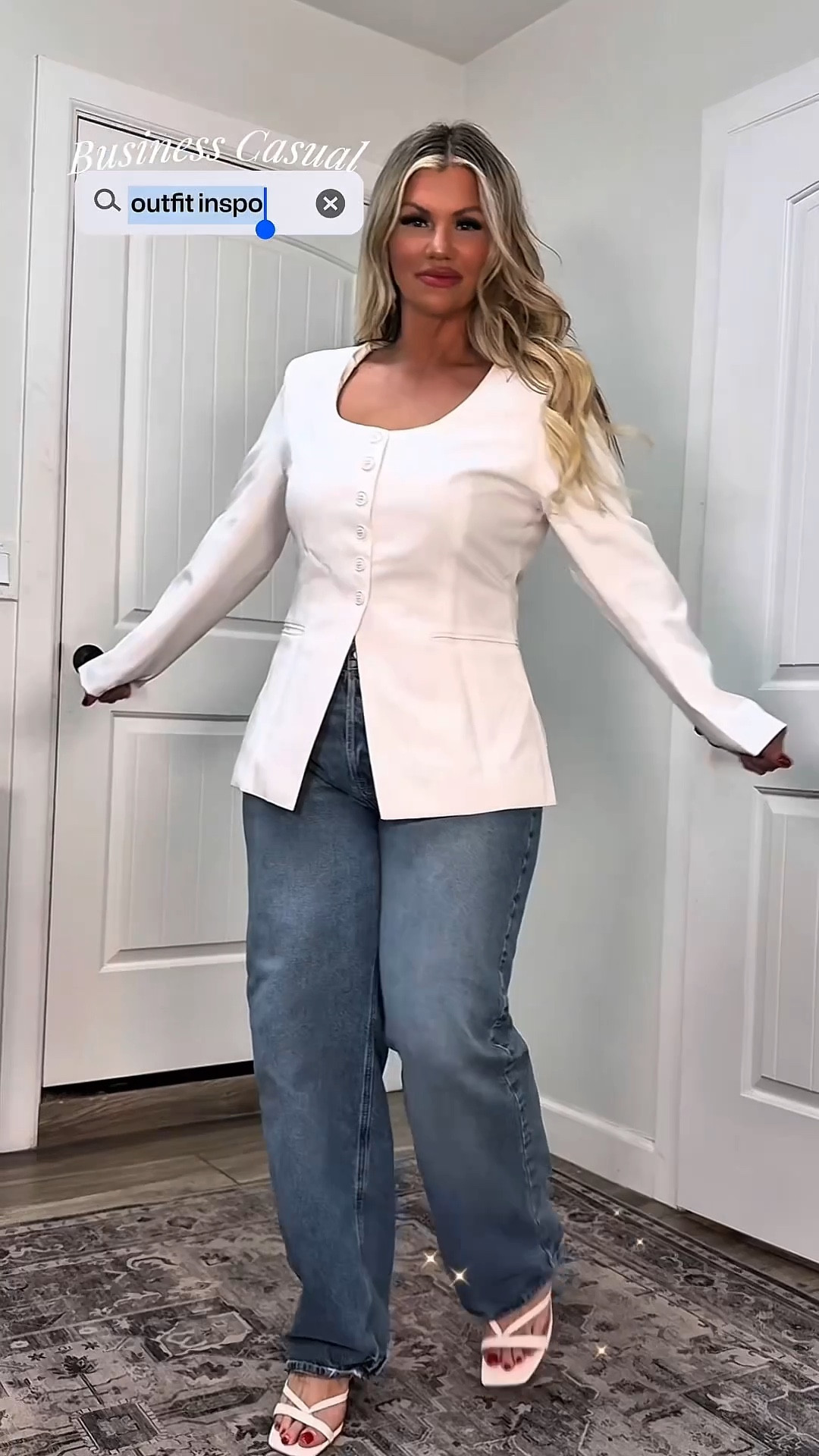 Business casual🤍 jeans blazer

#LTKMidsize #LTKWorkwear #LTKgrwm