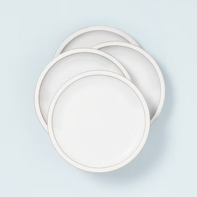 4pk Modern Rim Stoneware Salad Plate Set Matte Sour Cream - Hearth & Hand™ with Magnolia | Target