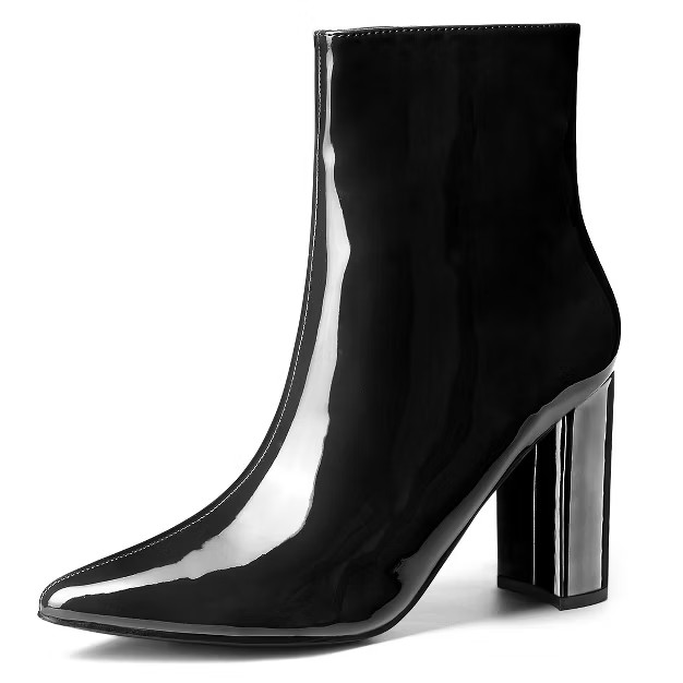 Allegra K Women's Chunky Heel Pointed Toe Zipper Ankle Boots | Target