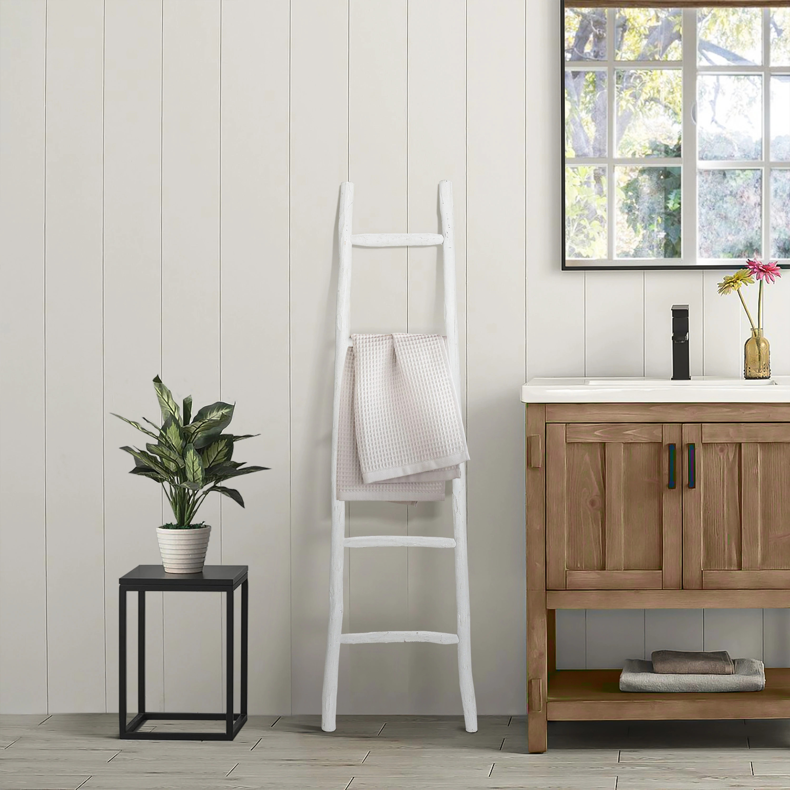 White Solid Wood 5-Rung Blanket Ladder - 59.1" H | Bed Bath & Beyond