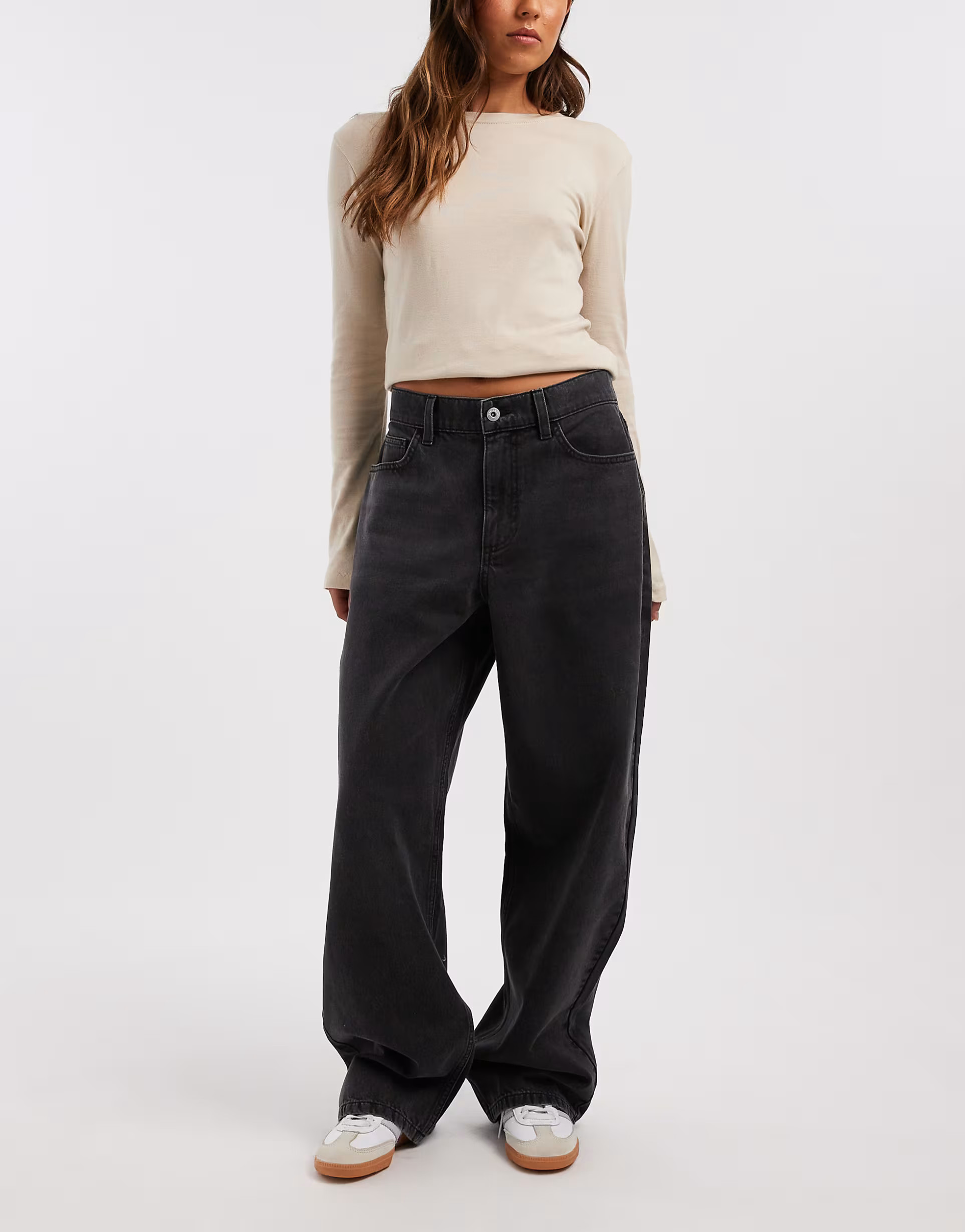 COLLUSION X001 antifit mid rise jean in washed black | ASOS (Global)