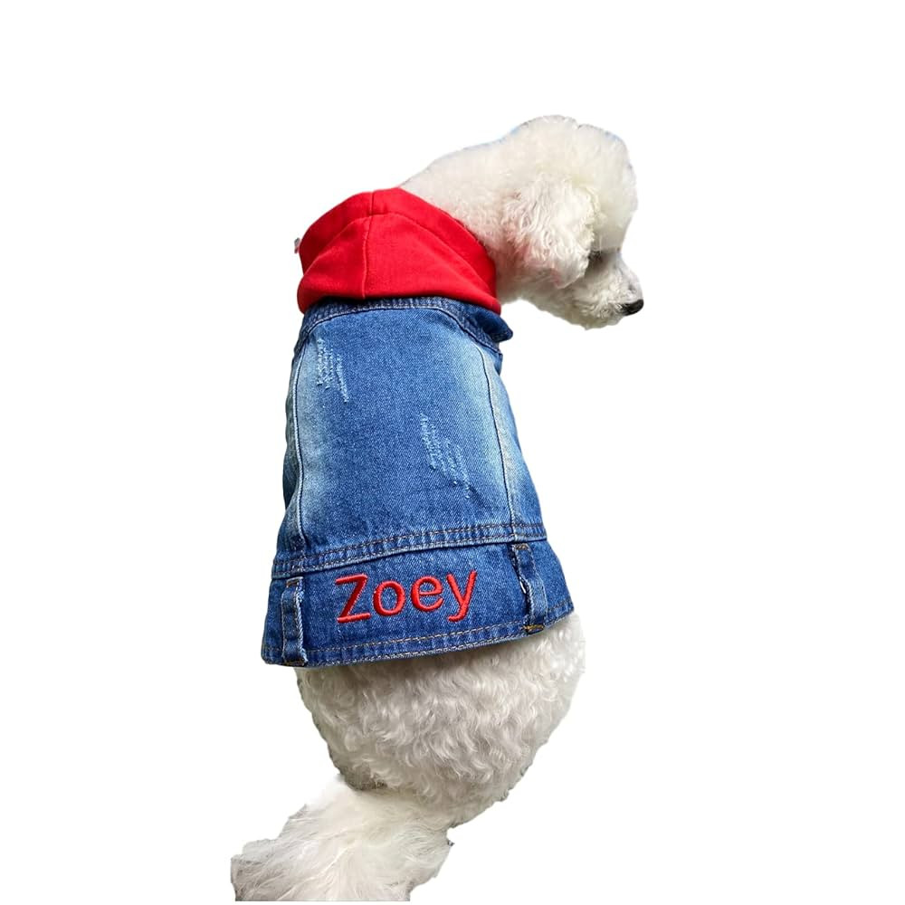 Personalized Dog DENIM Jeans Jacket Coat for Small Dogs, Custom Denim HOODIE Vest with Embroidere... | Amazon (US)