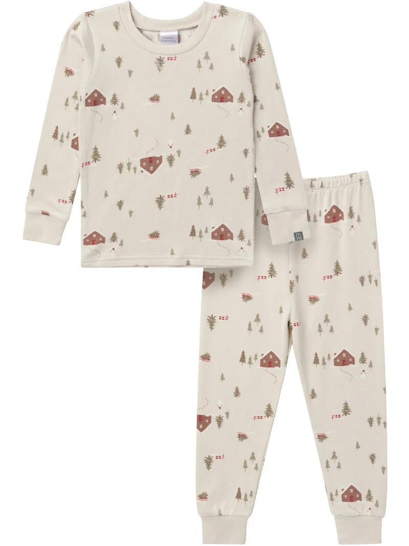 Modern Moments by Gerber Gender Neutral Tight Fitting Christmas Pajama Set, 2-Piece, Sizes 12 Mon... | Walmart (US)