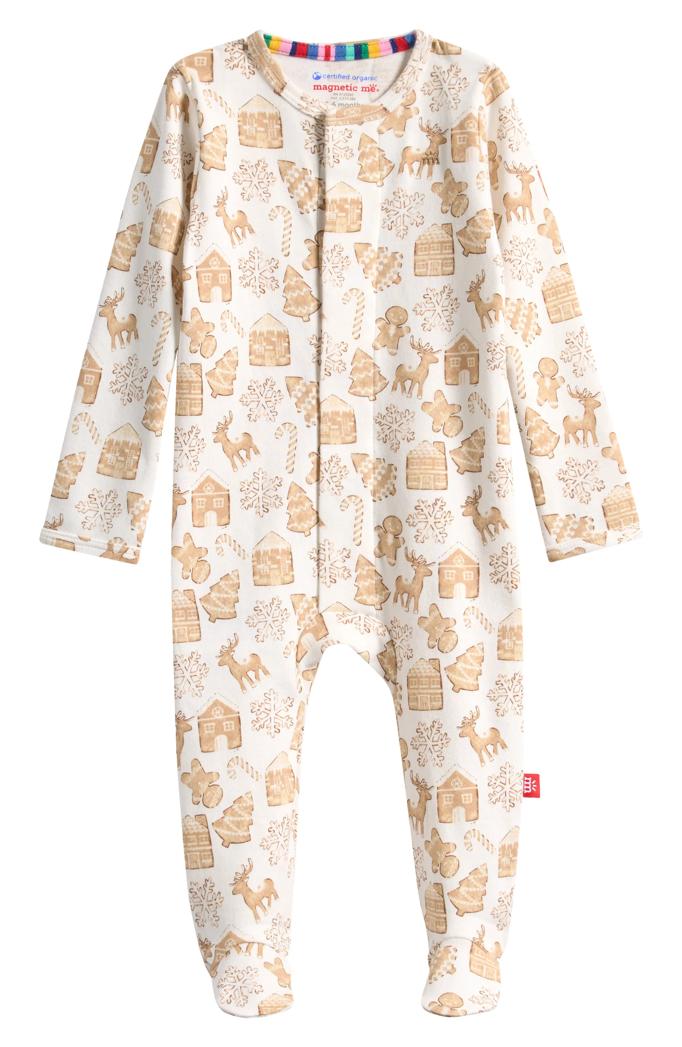 Magnetic Me Gingerbread Lane Organic Cotton Magnetic Closure Footie | Nordstromrack | Nordstrom Rack