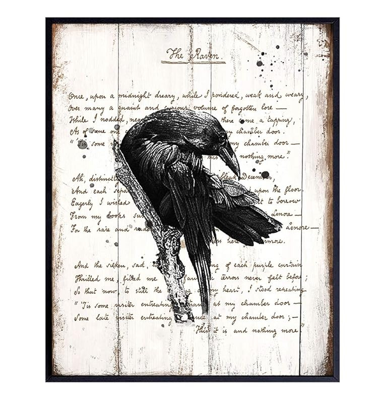 Edgar Allan Poe, The Raven - 8x10 Sign Photo - Shabby Chic Wall Art, Home Decor - Vintage Rustic ... | Amazon (US)