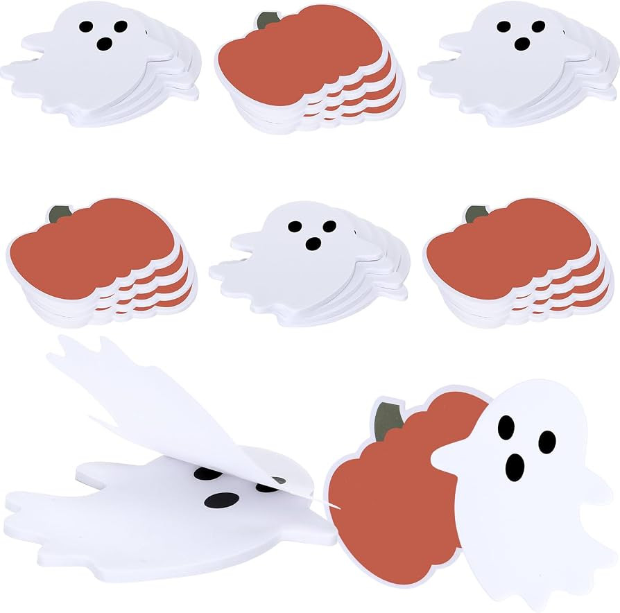 Jetec 24 Pcs Halloween Sticky Notes Jack O Lantern Orange Pumpkin White Ghost Shaped Self Adhesiv... | Amazon (US)