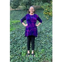 Plus Size Tunics, Tunic Top, Tie Dye Womens Plus, Fuchsia Purples & Black, 2x 3x, 4x 3/4 Sleeves, Round Neck Top | Etsy (US)