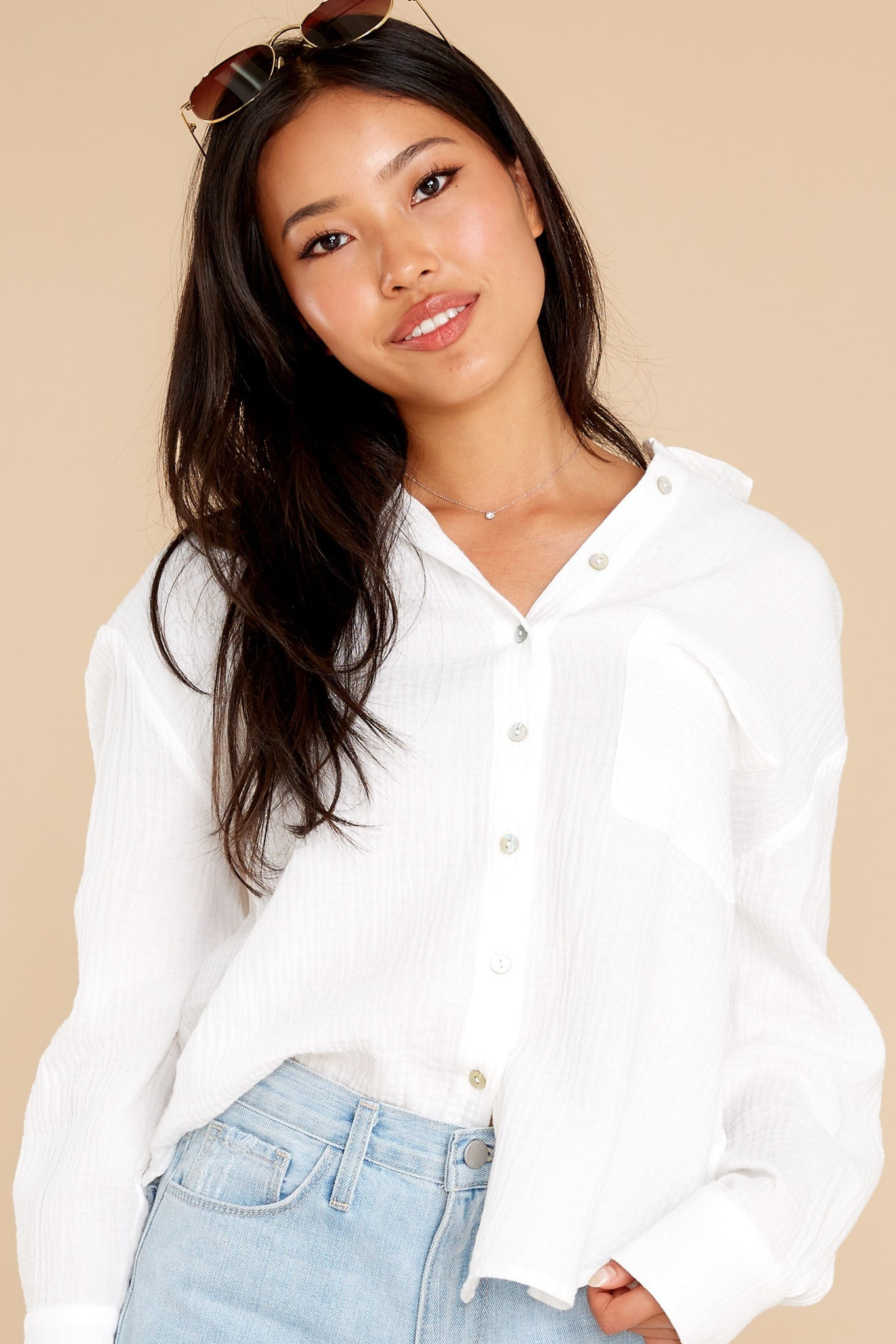 Oh My Gauze White Top | Red Dress 