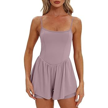 Beaully Women's Summer Sleeveless Rompers Spaghetti Strap Double Lined Shorts Jumpsuit One Piece ... | Amazon (US)