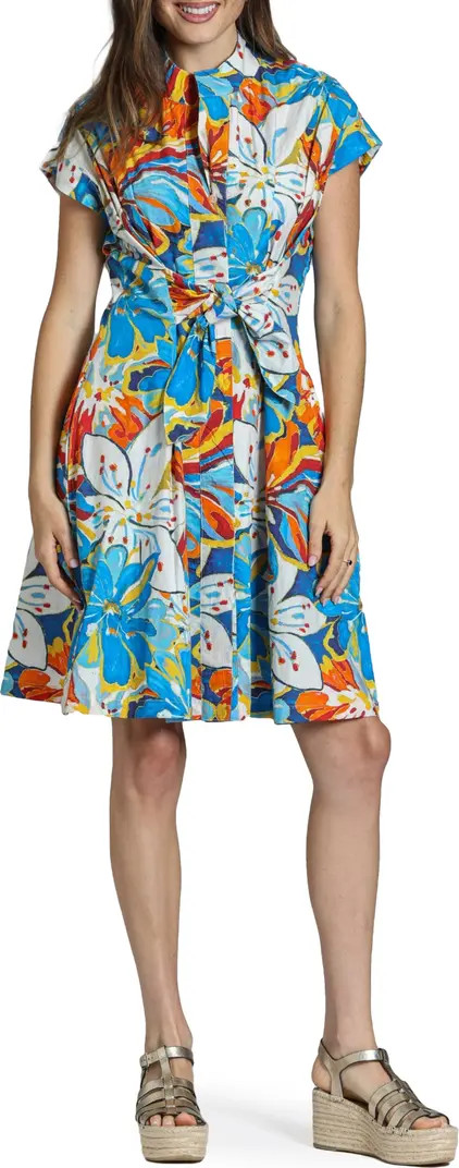 Floral Print Belted A-Line Dress | Nordstrom