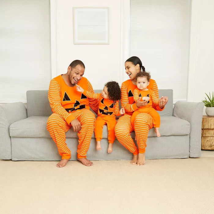 Women's Halloween Pumpkin Matching Family Pajama Set - Orange | Target
