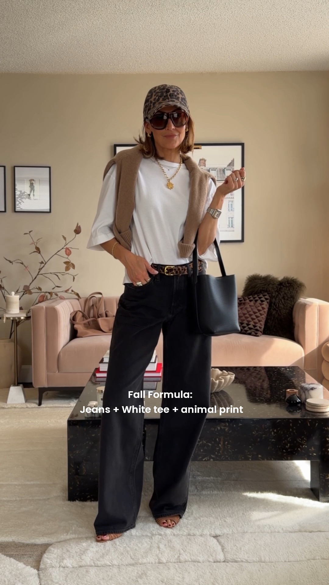 Fall formula: wide leg jeans + white tee + animal print accessories 🐆🤎  comment SHOP and I’ll send you all the links! 

These are great year-round staples and great investment pieces to own! Jeans 25/xs tee and xs/s belt - all fit a bit oversized!

#LTKootd #LTKgrwm #LTKSeasonal