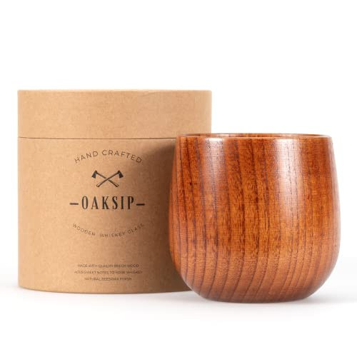 Oaksip The Original Wooden Bourbon Drinking Glass Bourbon Gifts for Men | Wooden Old Fashioned Glass | Great Whiskey Gifts for Husband, Dad, or Brother | Perfect Present For Men Who Have Everything | Amazon (US)