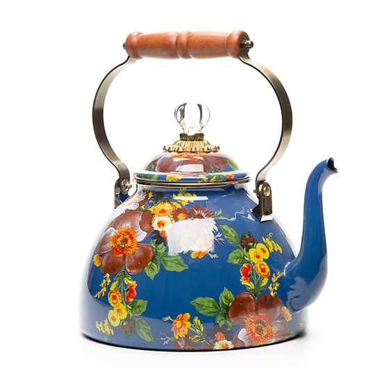 Flower Market 3 Quart Tea Kettle - Lapis | MacKenzie-Childs