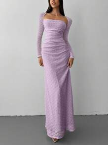 Aloruh New Elegant Square Neck Jacquard Knitted Dress For Women Dresses For Wedding Event | SHEIN