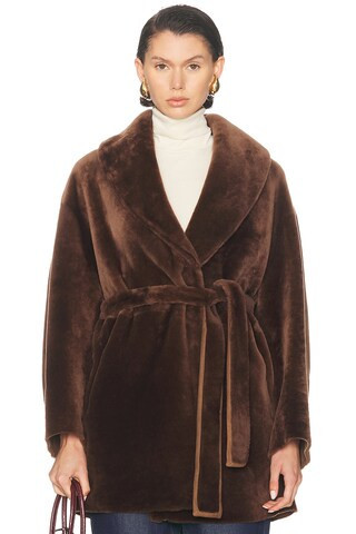 NOUR HAMMOUR Seraphina Coat in Brown | FWRD 
