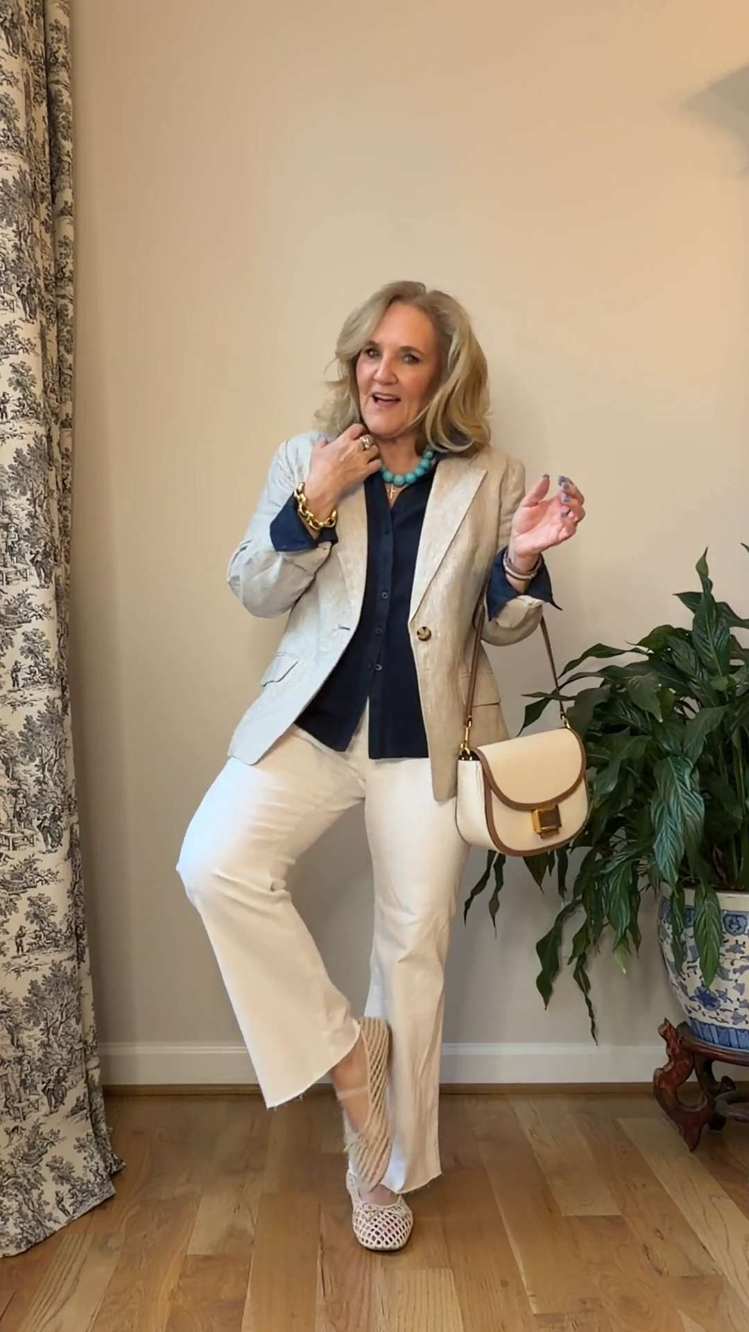 This lightweight linen blazer is an easy way to elevate your everyday wardrobe. Layered over a knit denim-look button-down with white pants, it’s a timeless outfit for work, travel, lunch, or casual dinners. Wearing Chico’s size 1 (equivalent to a size 10).

💡 LTK MADE EASY

❤️ Heart = Support my posts
🔖 Save = Get sale & restock alerts
📋 Lists = Keep favorites organized
📲 Share = Send to yourself for later
💬 Comment = Ask me anything 

 #LTKootd #LTKSeasonal #LTKOver40