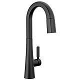 Delta Faucet Monrovia Matte Black Bar Faucet with Pull Down Sprayer, Black Bar Sink Faucet Single Ho | Amazon (US)