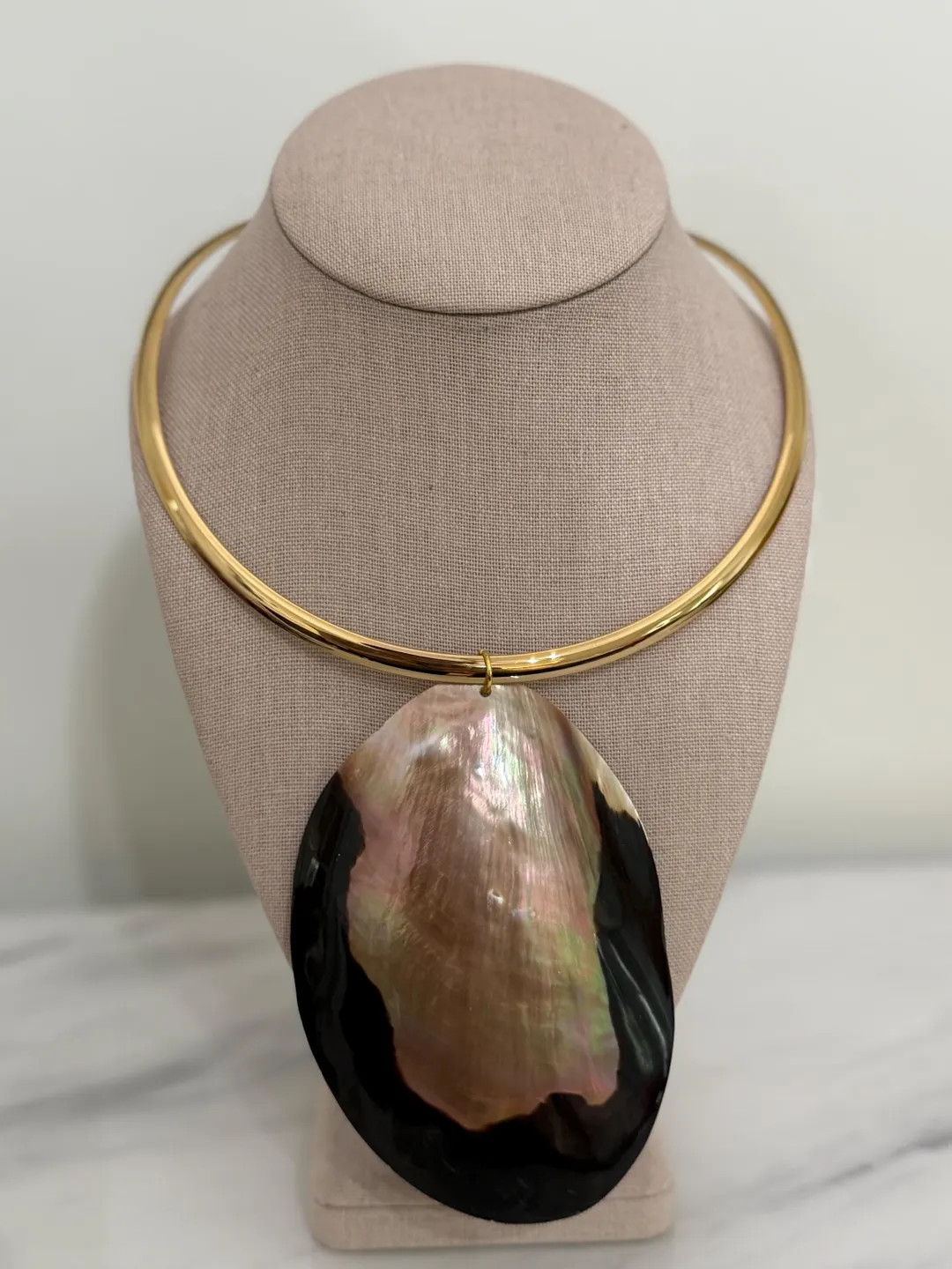 Brown Mother of Pearl Large Shell Collar Necklace: Fall Statement Choker Necklace Luxury Shell Ne... | Etsy (US)