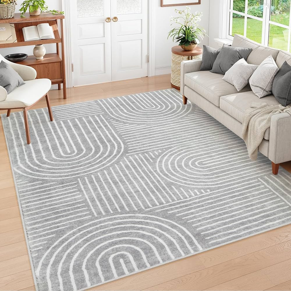 Lahome Abstract Area Rugs 8x10, Non Slip Washable Rugs for Living Room 8x10 Rug, Soft Grey Bedroo... | Amazon (US)