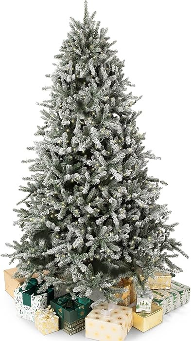 Papyrus Frosted 7 ft Pre-Lit Artificial Christmas Tree, Blue Spruce, Warm White Lights, Includes ... | Amazon (US)