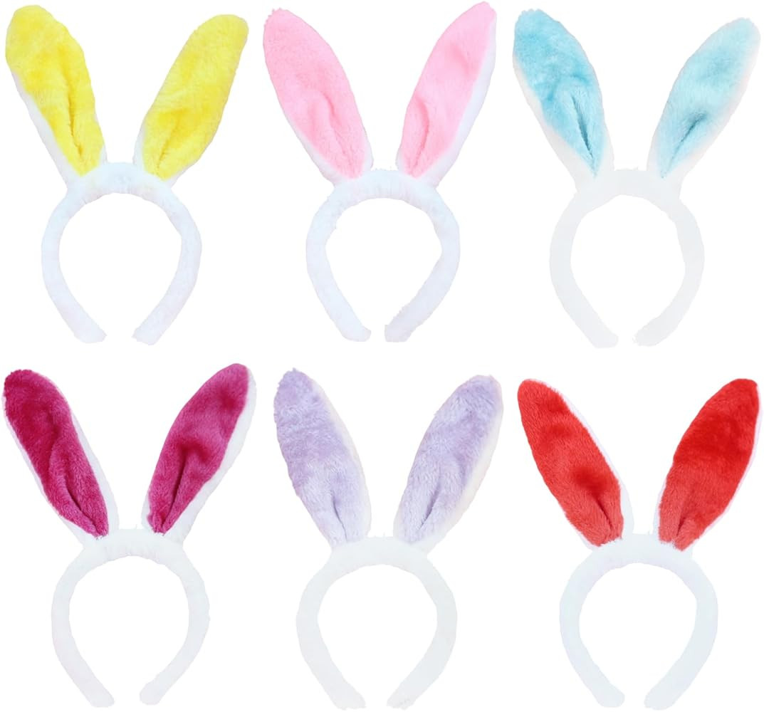 6 Pack Easter Plush Bunny Ears Headbands,Rabbit Ears Costume Accessories Easter Holiday Party Dec... | Amazon (US)