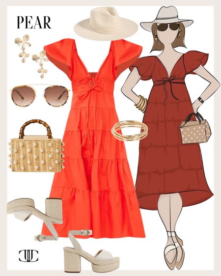 Do you know your body type and how to dress for it? Here is a great outfit for those that fall into the Pear shape category. Your goal is to elongate your figure by balancing your hips and shoulders. 

Body type, pear shape, dress, long dress, block heels, sunglasses, sun hat, fedora, spring outfit, summer look 

#LTKover40 #LTKstyletip #LTKshoecrush