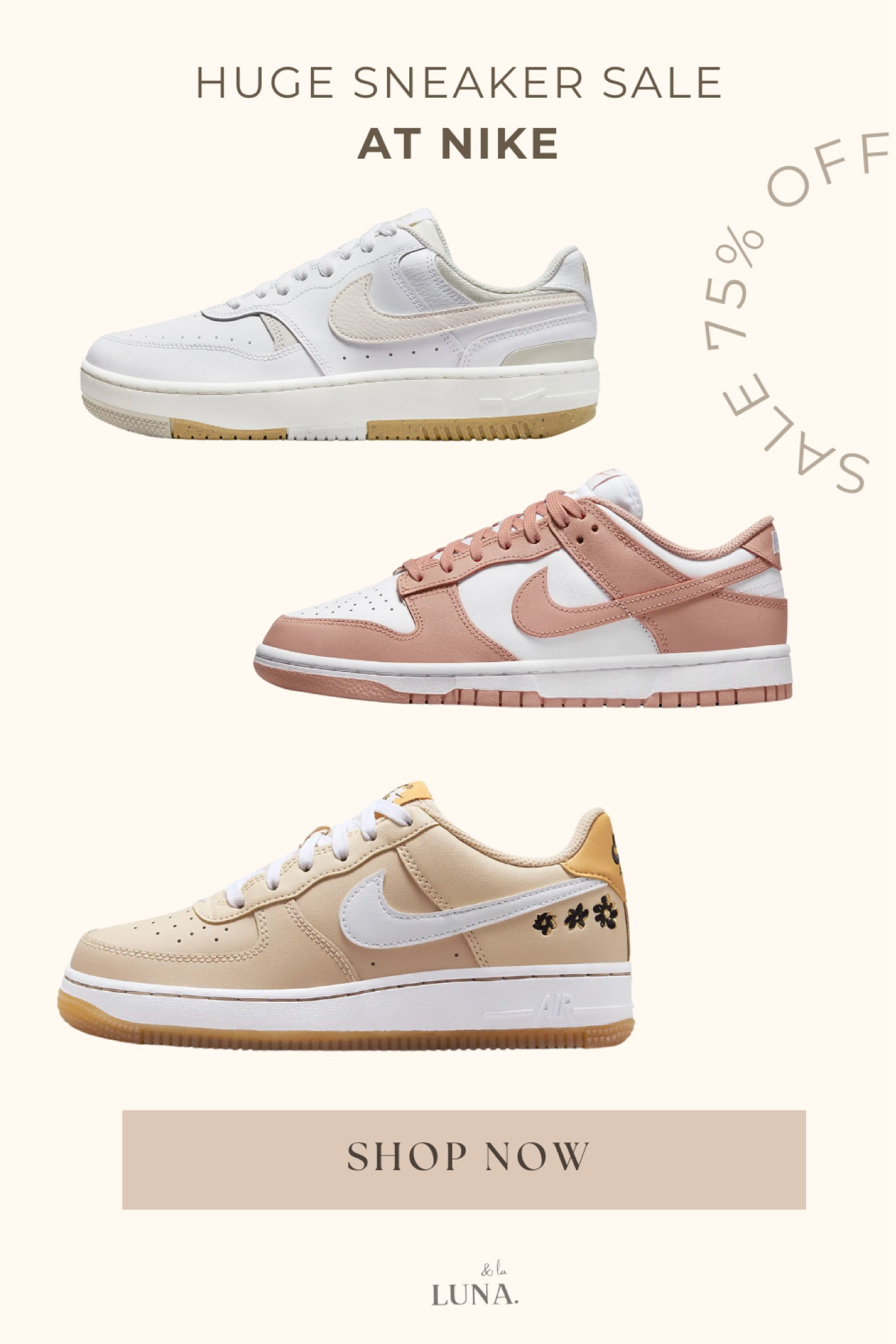 Huge sneaker and apparel sale at Nike! Super cute neutral toned kicks and popular viral shoes on sale now! Best for school, work, dates, simple, minimal, aesthetic girlies! The perfect shoes that match any outfit! Shop my link and act fast now! #af1 #airforceones #jordans #gymshoes #pandadunks #dunks #Nike #sale #shoes #sneakers

#LTKSeasonal #LTKSpringSale #LTKshoecrush