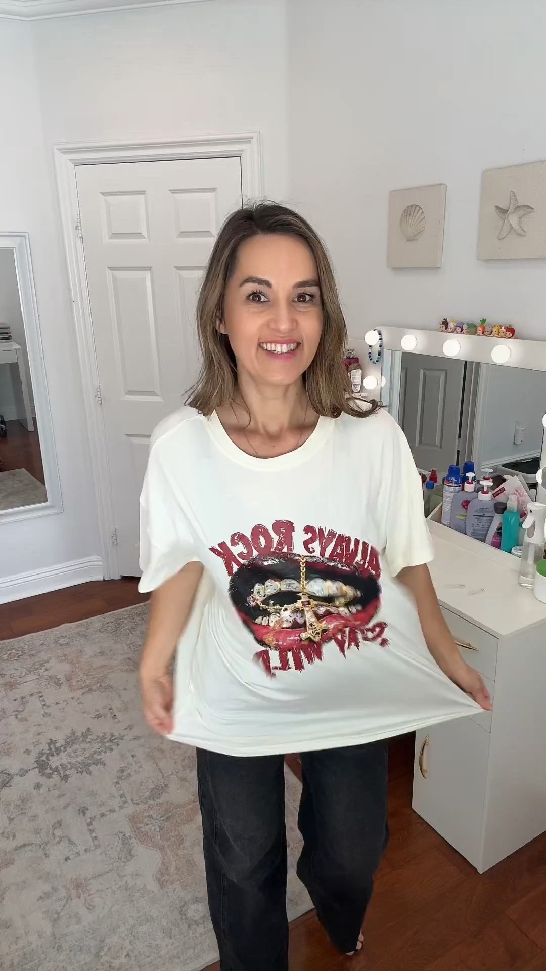 Casual Graphic Tee Outfit Idea You’ll Wear on Repeat

Graphic tees are one of the easiest ways to create a casual outfit that still feels stylish and put together. Pairing a vintage-style graphic tee with high-waisted black wide-leg jeans instantly creates a flattering everyday look that works for errands, coffee runs, or casual weekends. Add simple slide sandals and minimal accessories to keep the outfit effortless while still looking chic. This is the kind of comfortable casual outfit you can wear all year by layering with a jacket or cardigan when the weather cools down. Perfect if you love relaxed outfits that still feel trendy and polished.

#casualoutfit #everydaystyle #graphictee #amazonfashion #outfitinspo #casualstyle #styleover40 #momstyle #widelegjeans #everydayoutfit #simpleoutfit #effortlessstyle #fashioninspo #streetstyle #outfitideas #dailyoutfit #springoutfit #summeroutfit #comfortablefashion #minimalstyle