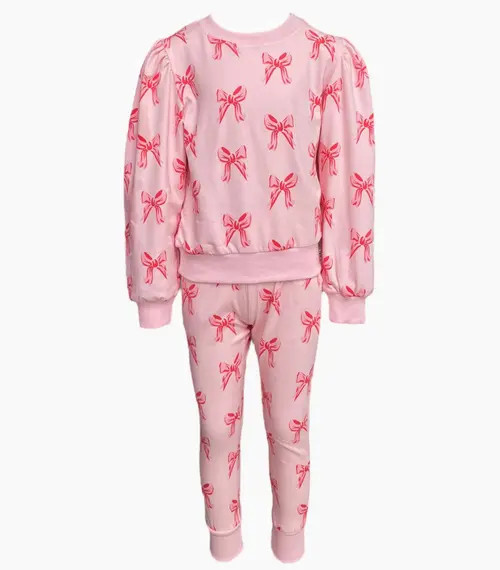 Lola + The Boys Ribbon Puff Sleeve Set in Pink at Nordstrom, Size 6 | Nordstrom