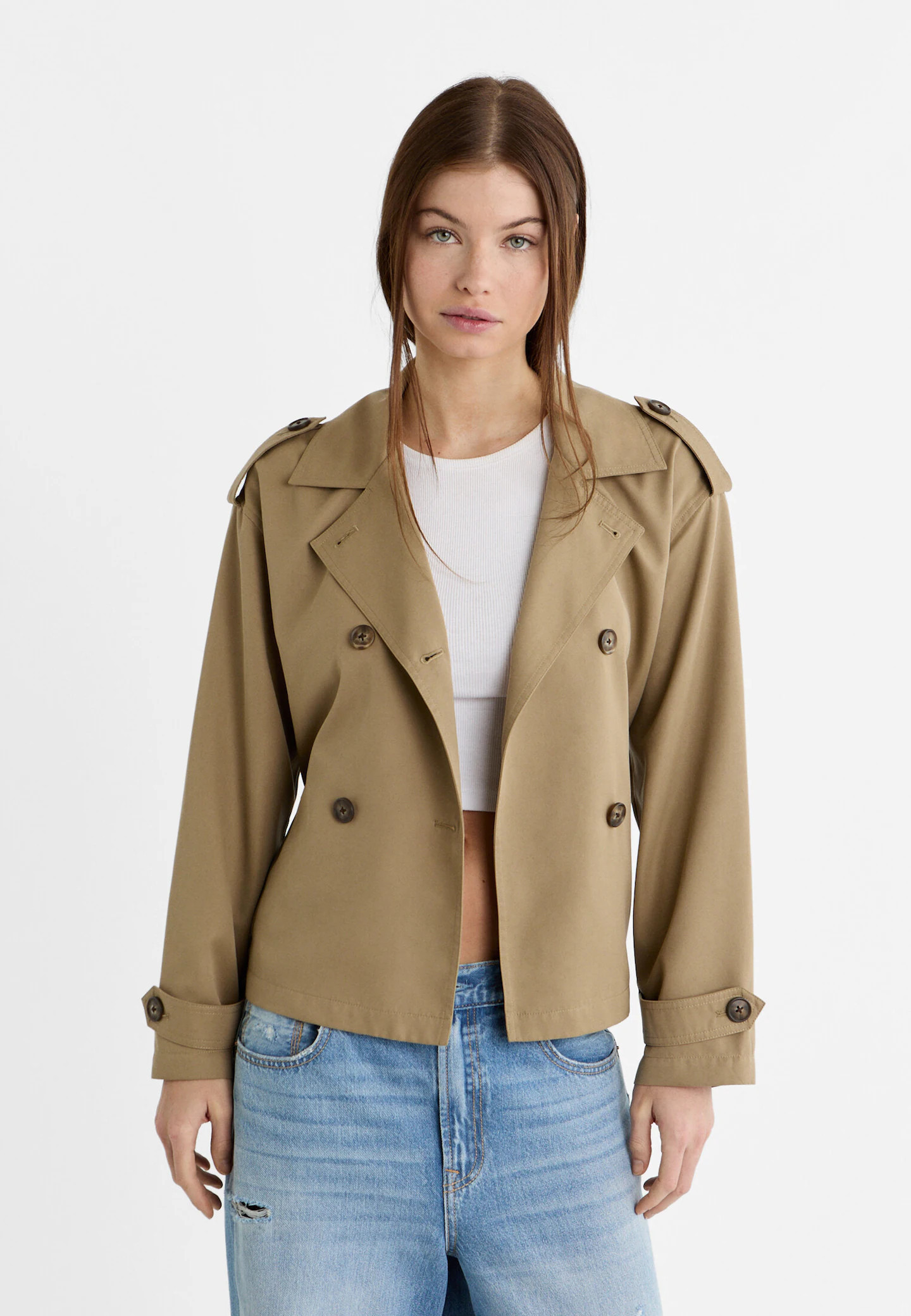 Kurzer Trenchcoat mit Gürtel | Stradivarius DE