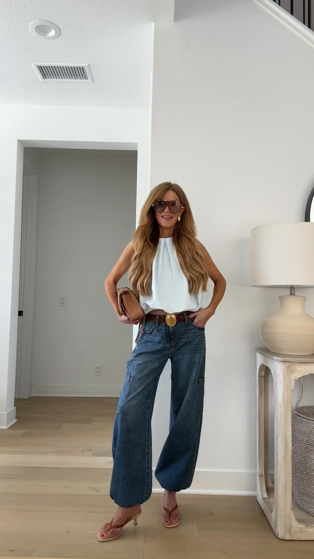 Early fall outfit! Comfiest ballon pants and fun top! Xs in the top, jeans run true. Sunnies are exact linked from amazon

#LTKSeasonal #LTKootd #LTKPetite
