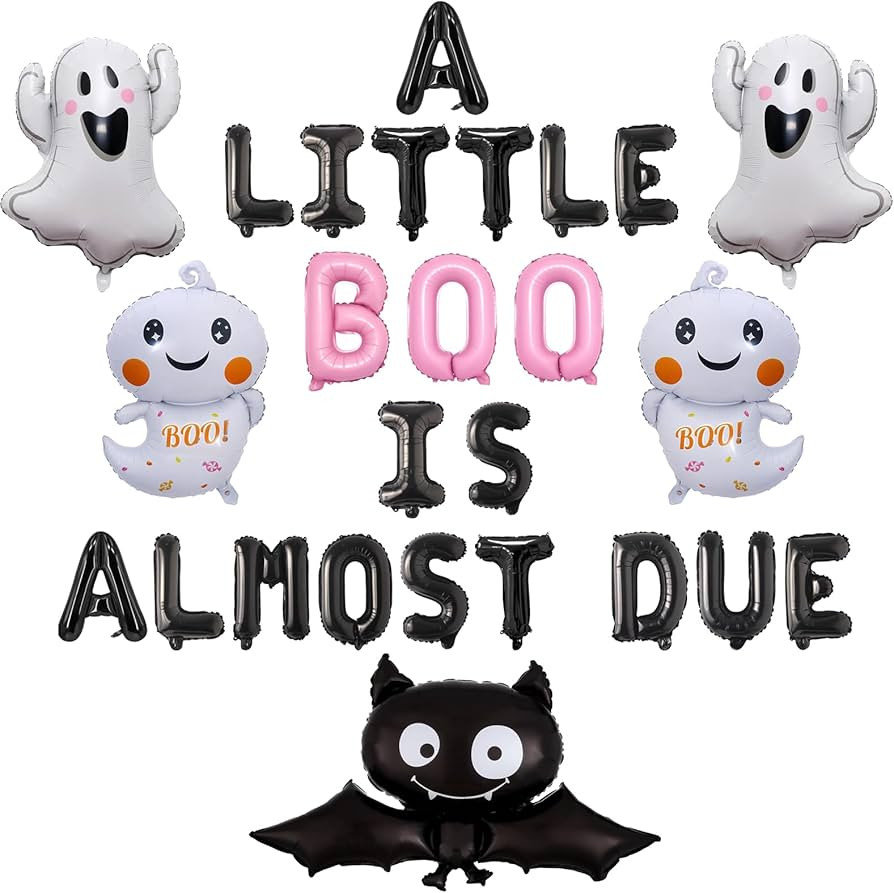 Halloween Baby Shower Party Decorations for Girl,White Pink and Black A Little Boo is Almost Due ... | Amazon (US)