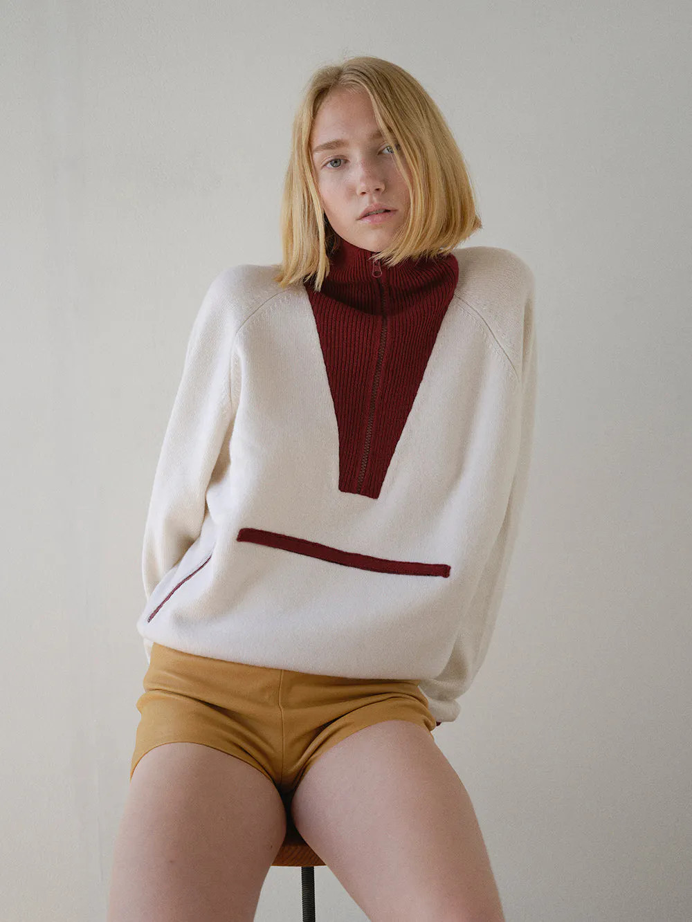 Knit Anorak  in  Cream Multi | Frame Denim