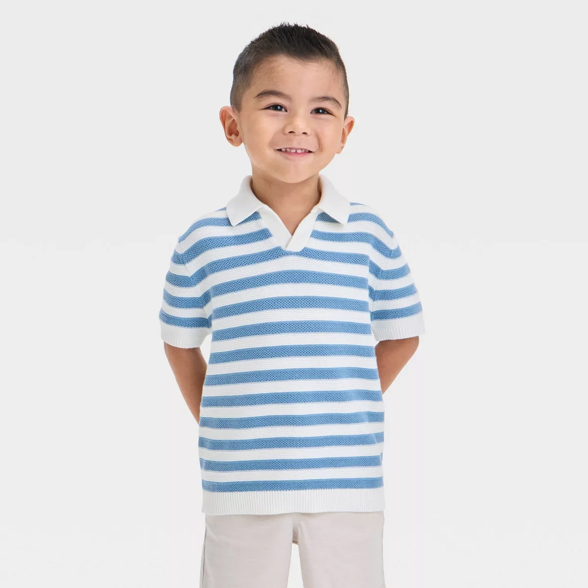 Toddler Boys' Striped Sweater - Cat & Jack™ Blue/Cream | Target