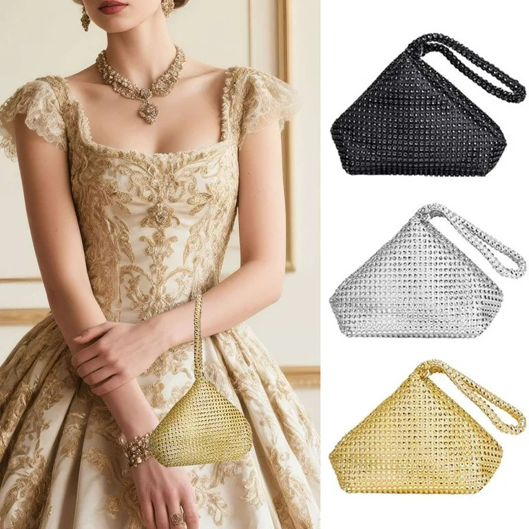 Spencer Women's Rhinestone Clutch Evening Bags Glitter Triangle Wrist Purse for Party Prom Weddin... | Walmart (US)