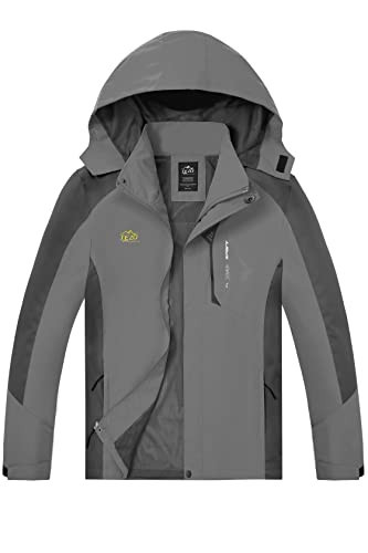 TEZO Mens Rain Jacket Waterproof Hiking Coat Windproof Mountain Jacket Lightweight Windbreaker with Hooded(GY/BK M) Grey/Black | Amazon (US)