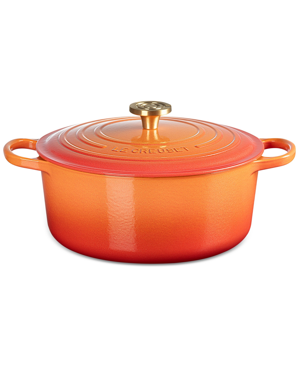Le Creuset Signature 7.25-Qt. Flamme Doree Round Dutch Oven with Crucible Knob - 100th Anniversary Edition - Flamme Dor | Macy's