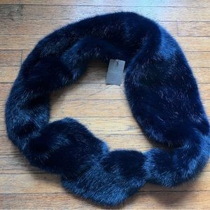 Anthropologie faux fur navy stole with velvet lining NWT | Poshmark
