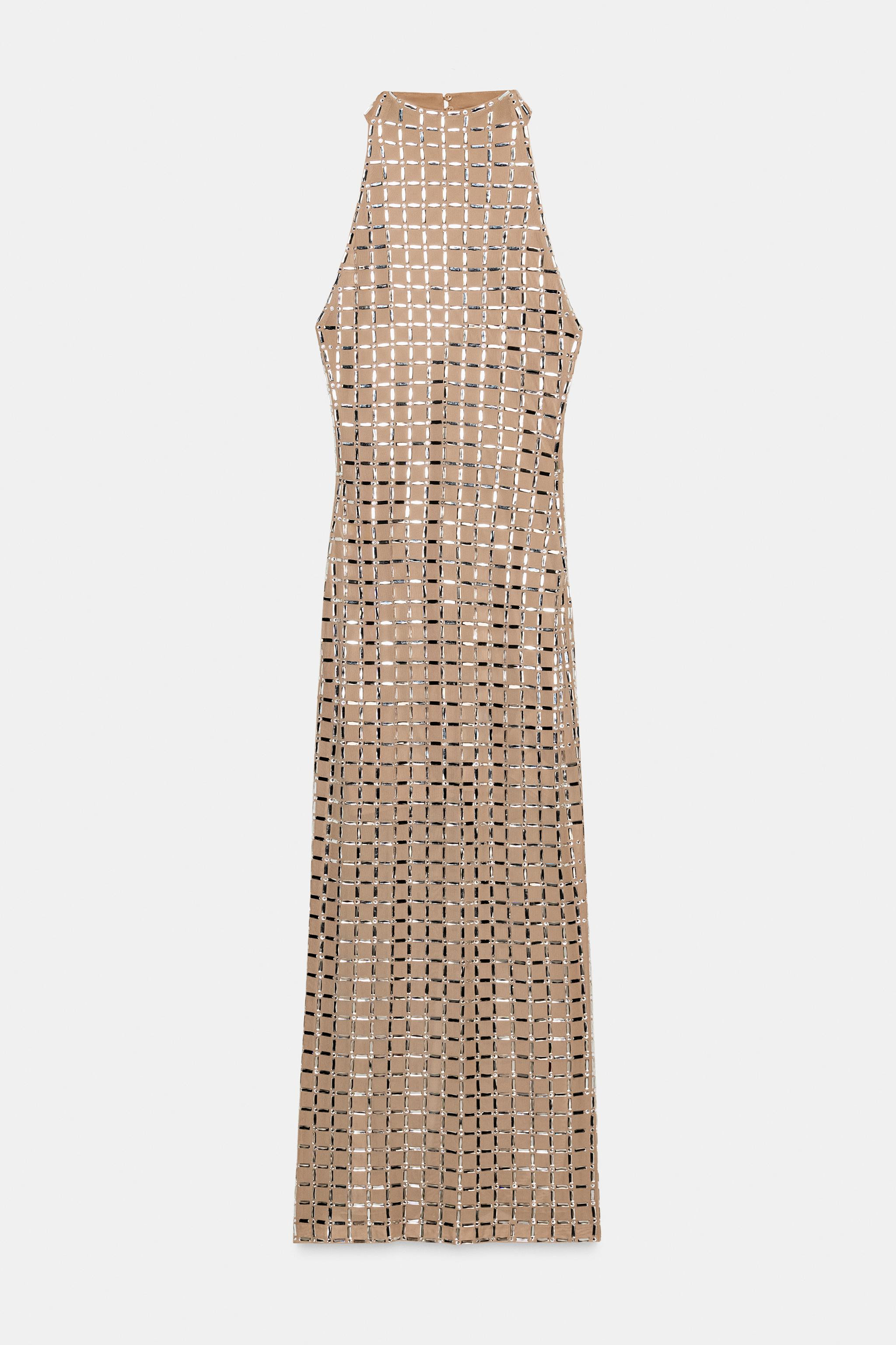 SPARKLY MESH HALTER MIDI DRESS | Zara US