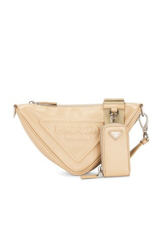 Prada Triangle Shoulder Bag in Tan | FWRD 