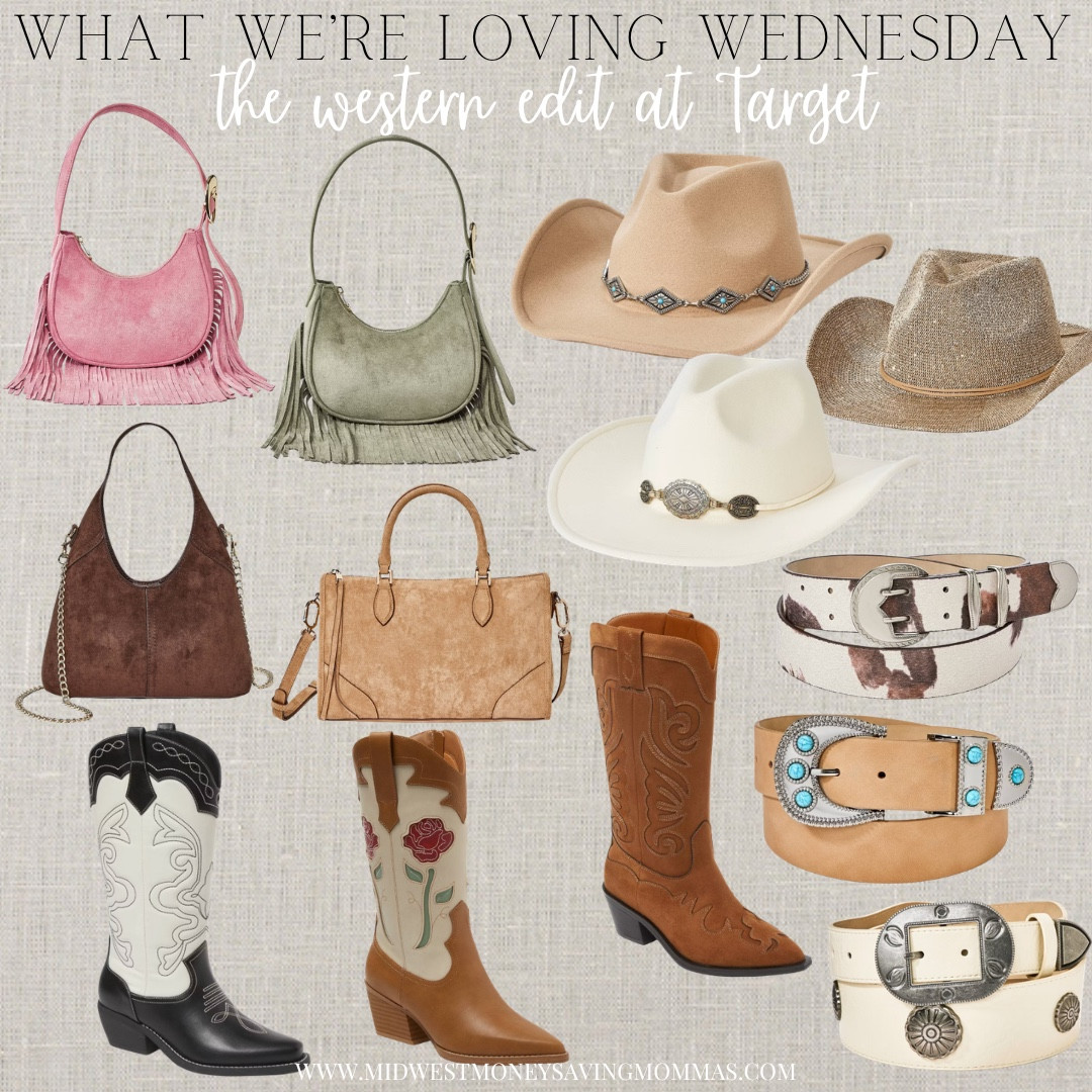 The western edit @Target 

What We’re Loving Wednesday 

Accessories country outfit  western wear  cowgirl boots  fringe purse  suede bag  belt  cowgirl hat 


#LTKootd #LTKFestival #LTKgrwm