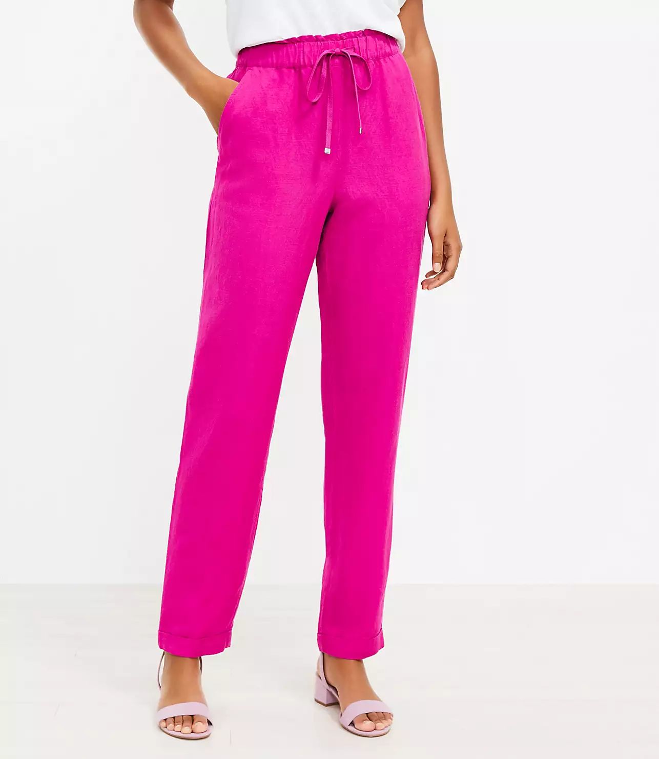 Petite Emory Taper Pants in Linen Blend | LOFT