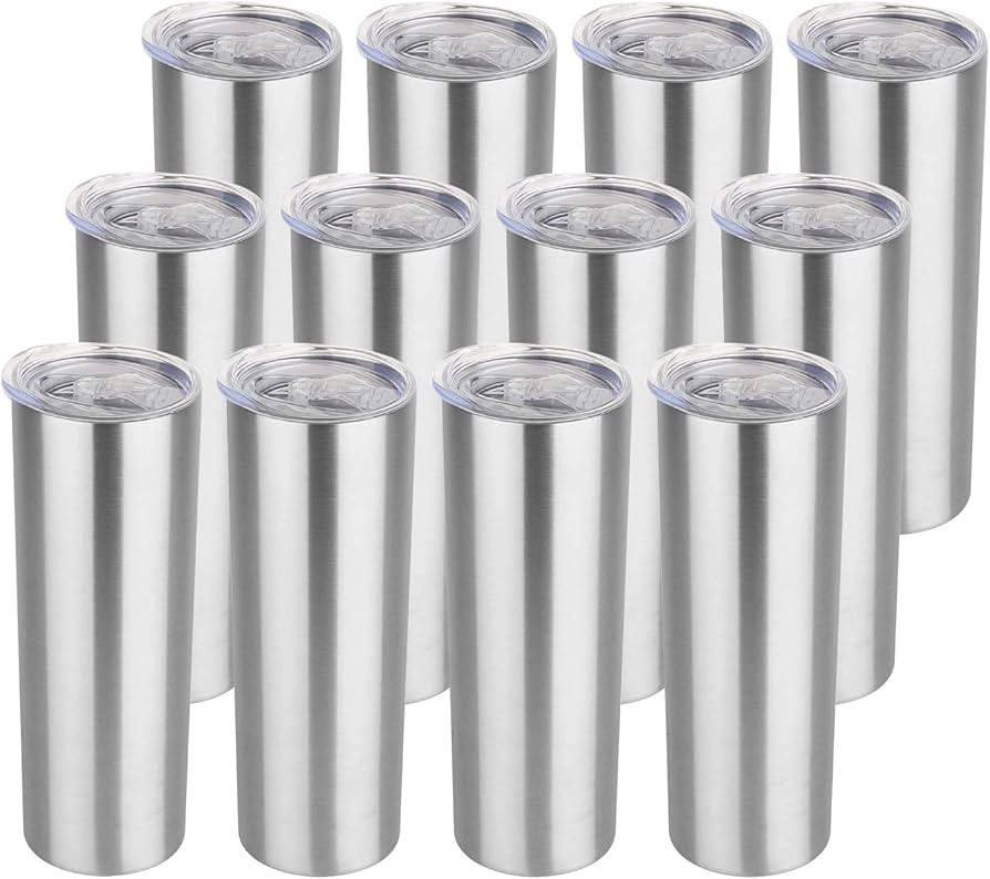 HASLE OUTFITTERS 20 oz Skinny Tumblers Bulk Set, Stainless Steel Insulated Slim Tumblers with Lid... | Amazon (US)