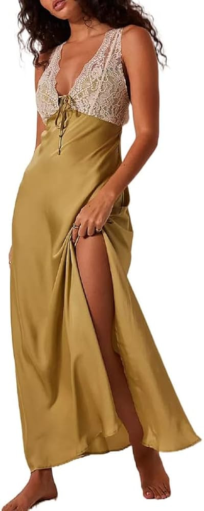 Women Sexy Spaghetti Strap Backless Maxi Dress Bodycon Lace Up Bandage Halter Long Dress Summer E... | Amazon (US)