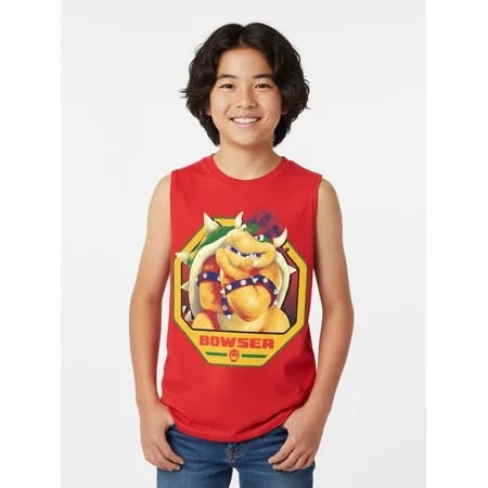 Super Mario Galaxy Movie Boys Bowser Graphic Muscle Tank Top, Sizes 4-18 | Walmart (US)