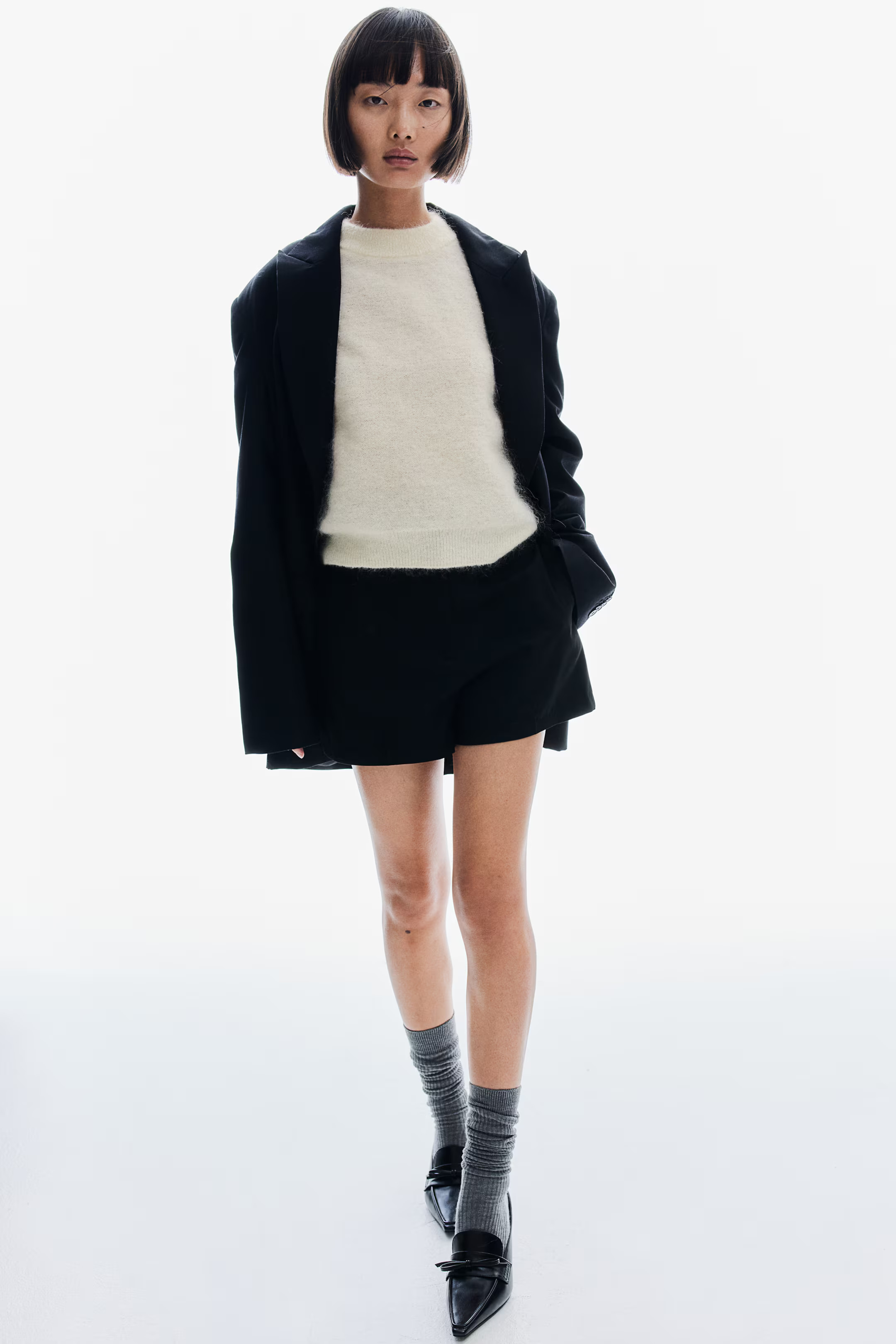 Top à manches courtes en mohair mélangé | H&M (FR, IT, ES, PT, BE)