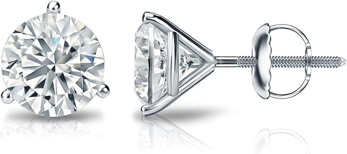 The Diamond Deal IGI Certified .50ct to 5.00 Carat Round Brilliant Lab-Grown Diamond 3-Prong Stud... | Amazon (US)