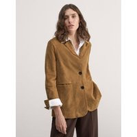 Jaeger Womens Suede Single Breasted Blazer - 14 - Camel, Camel | Marks & Spencer (UK)