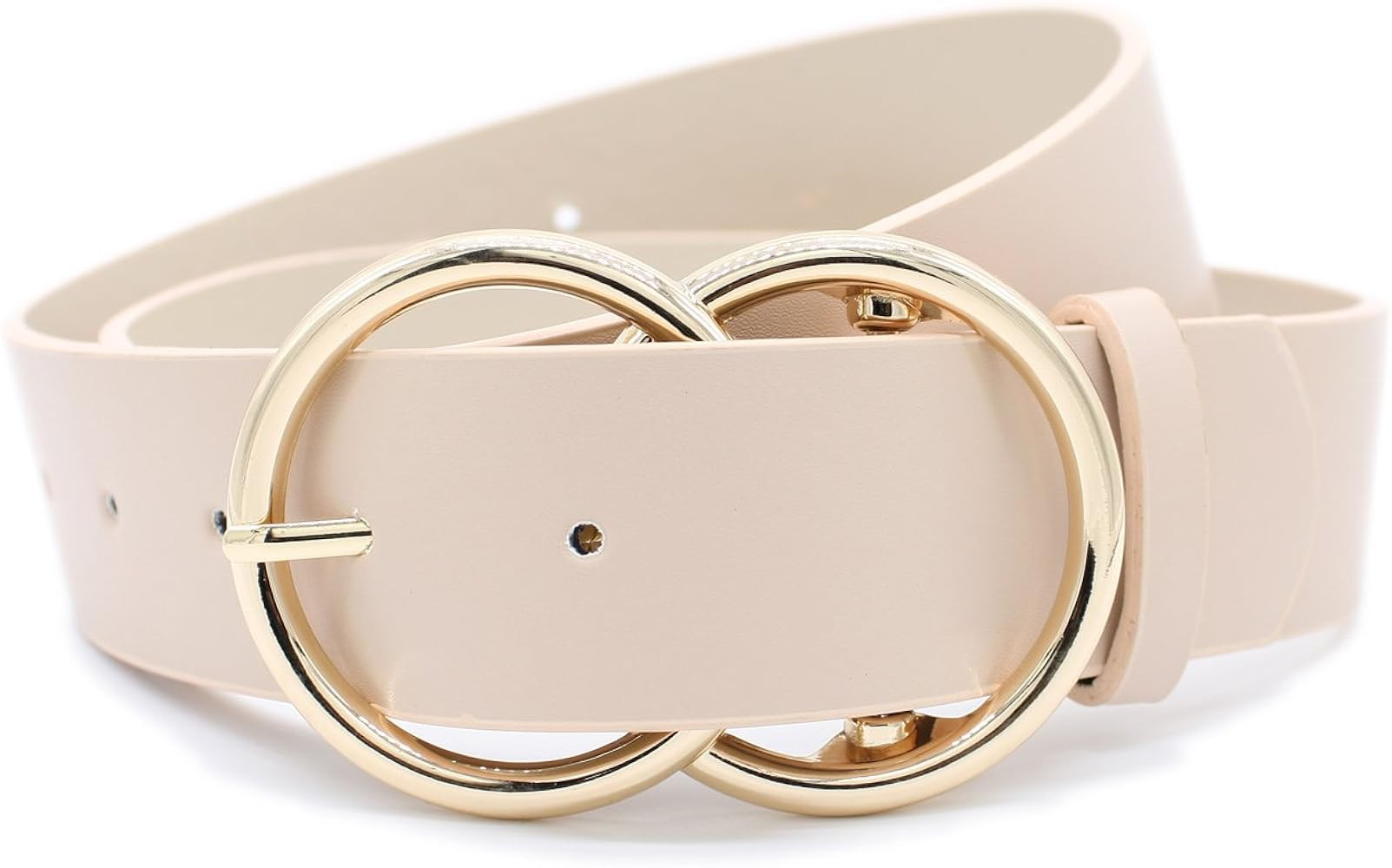 Women's Fashion 1 1/2" Mid Width Faux Leather Double Rings Buckle Belt | Amazon (US)